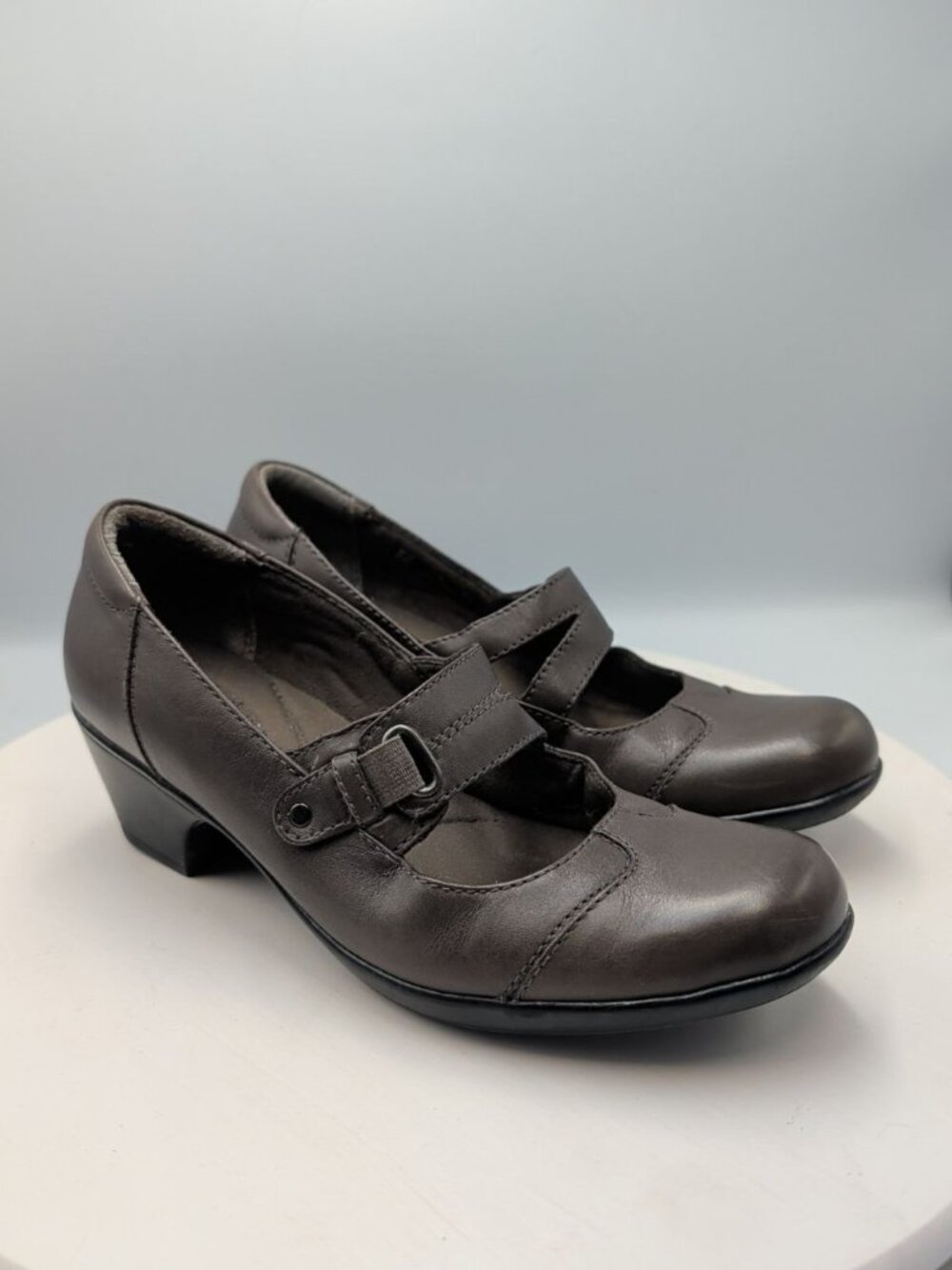 Clarks Ingalls Siene Mary Jane Leather Shoes Womens us 7.5M Grey Boho Croquette - Picture 3 of 10